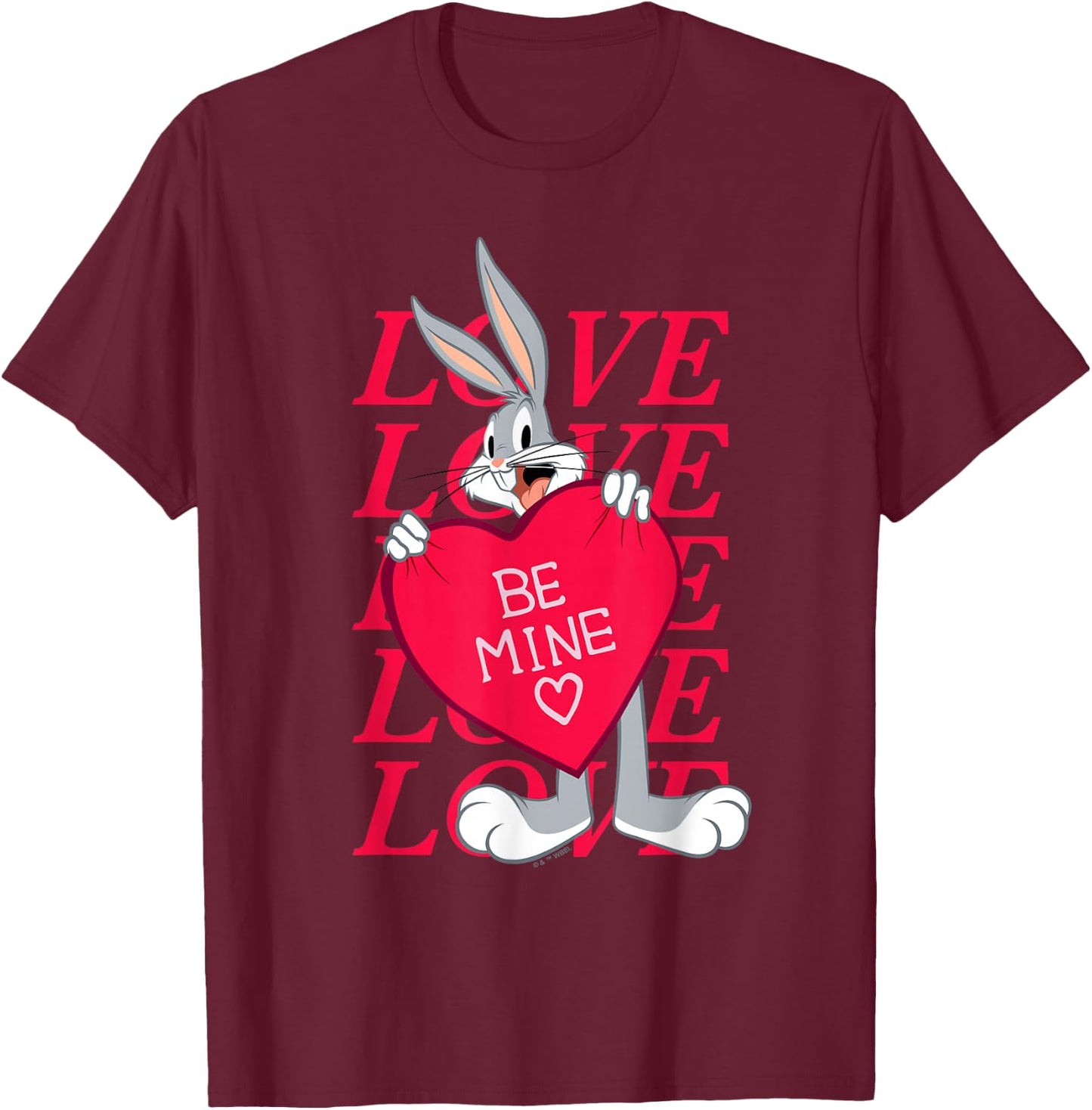 Looney Tunes Valentine's Day Bugs Bunny Be Mine T-Shirt - T-Shirt | Maroon
