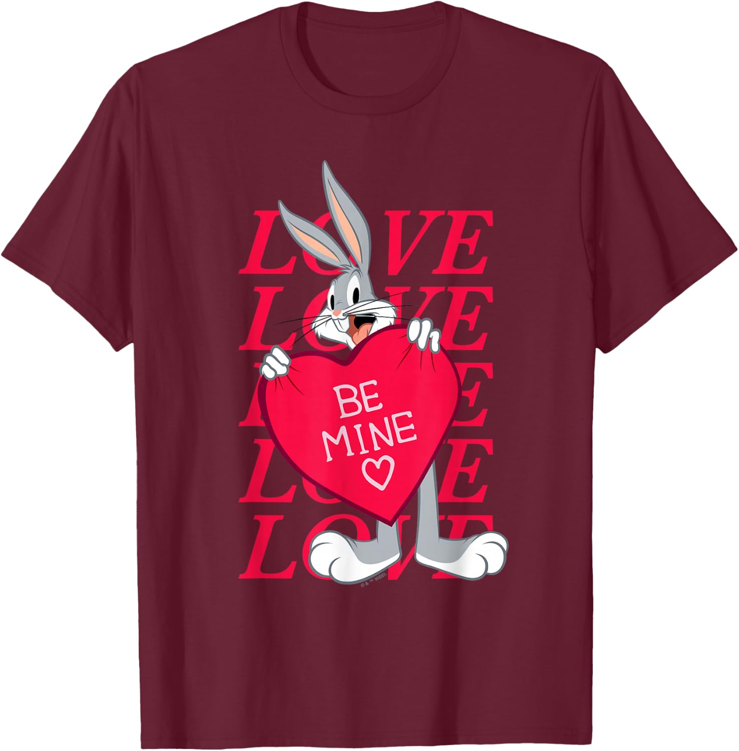 Looney Tunes Valentine's Day Bugs Bunny Be Mine T-Shirt - T-Shirt | Maroon