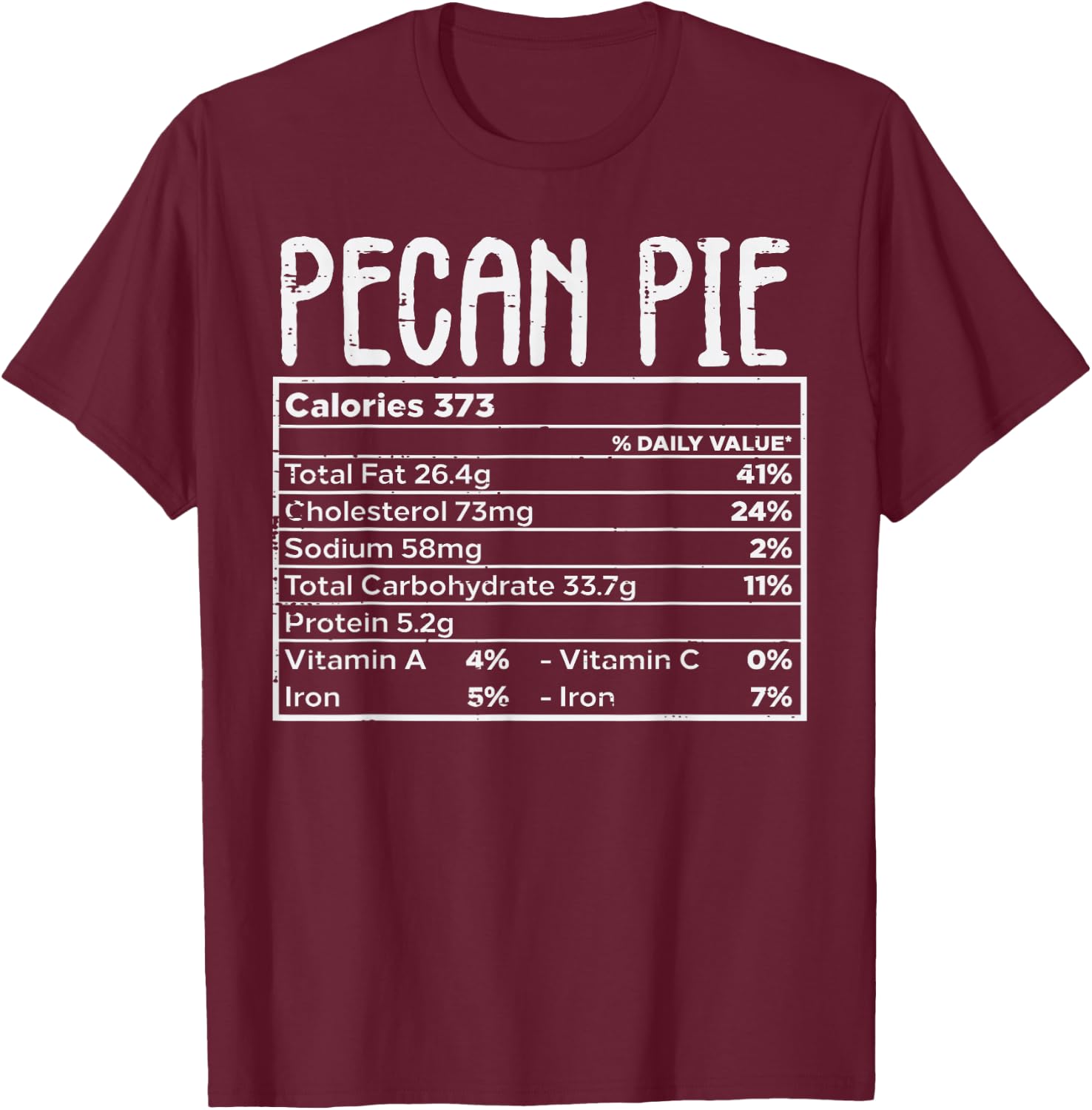 Pecan Pie Nutrition Facts Food Matching Family Thanksgiving T-Shirt - T-Shirt | Maroon