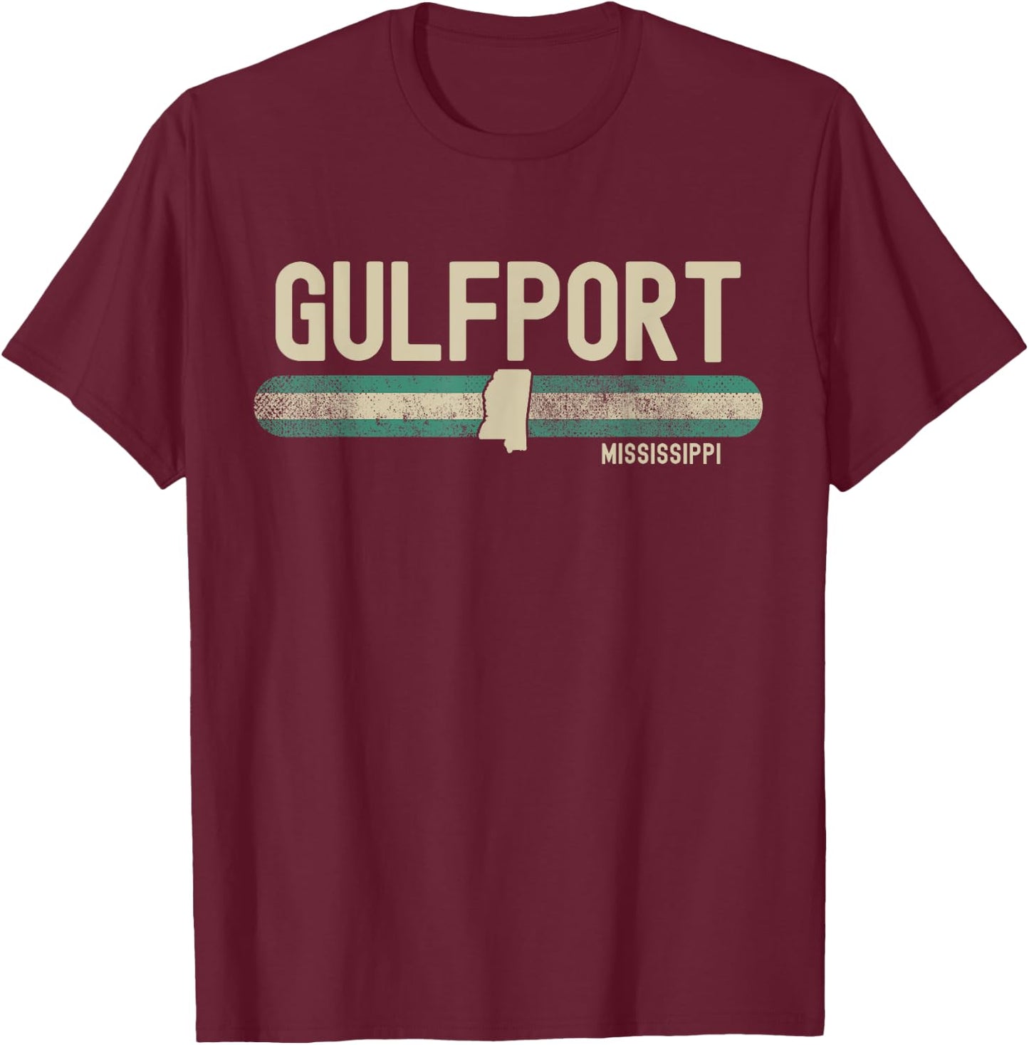 Gulfport MS | Mississippi | Travel & 80s Style T-Shirt - T-Shirt | Maroon