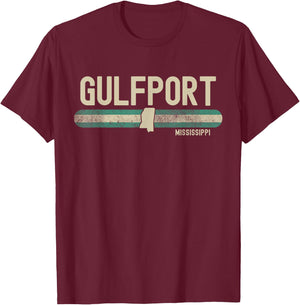 Gulfport MS | Mississippi | Travel & 80s Style T-Shirt - T-Shirt | Maroon