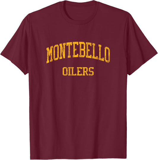 Montebello High School HS Montebello CA Vintage Sports T-Shirt - T-Shirt | Maroon