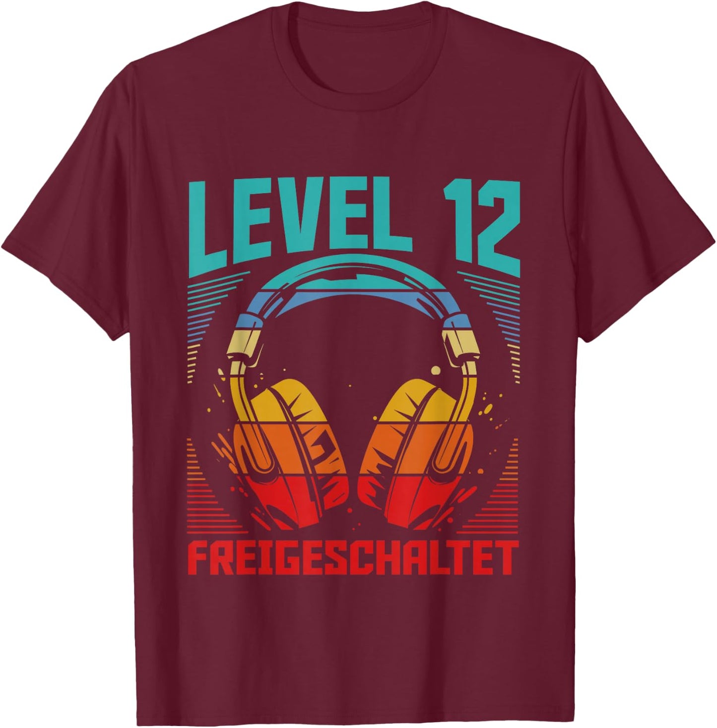 12th Birthday Boys Video Gamer Level 12 Unlocked Boys , black T-Shirt - T-Shirt | Maroon