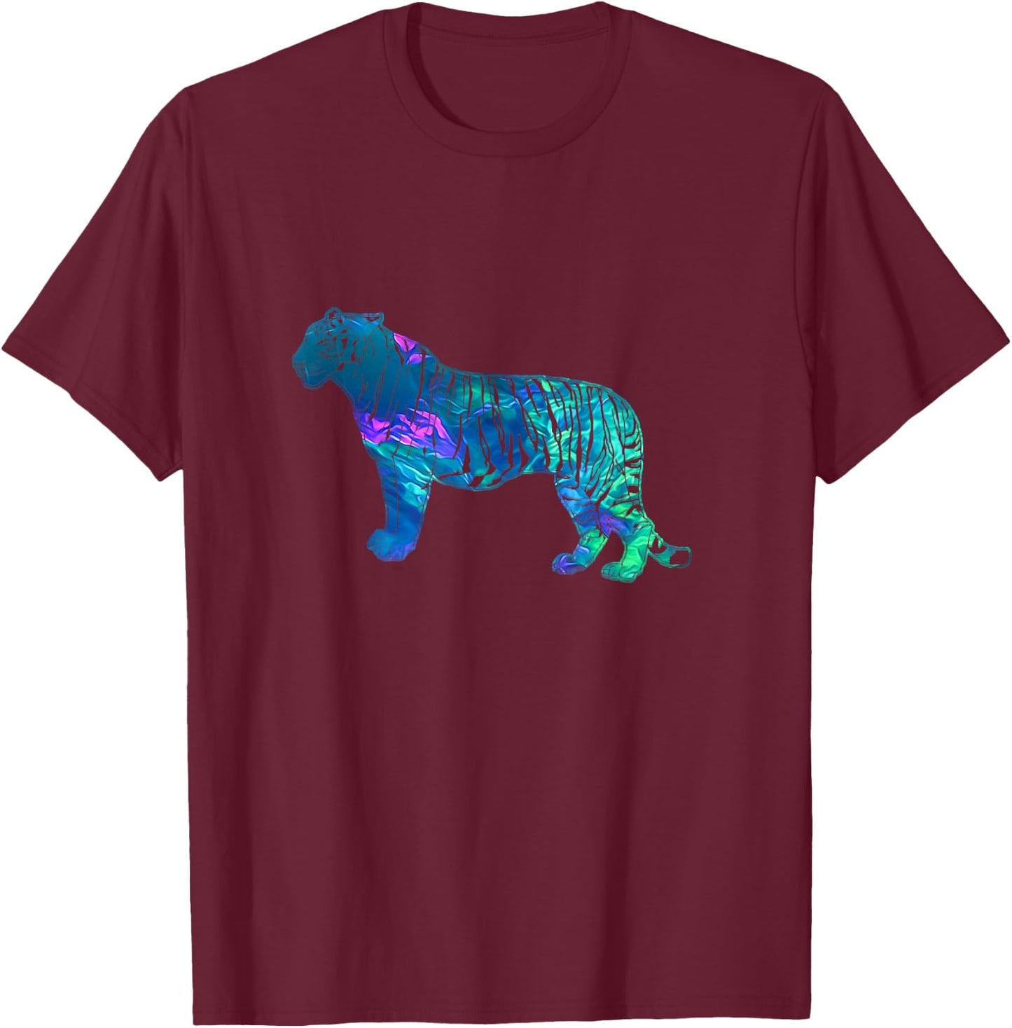 Cyan Blue Violet teal Tiger For Animals Lover T-Shirt - T-Shirt | Maroon