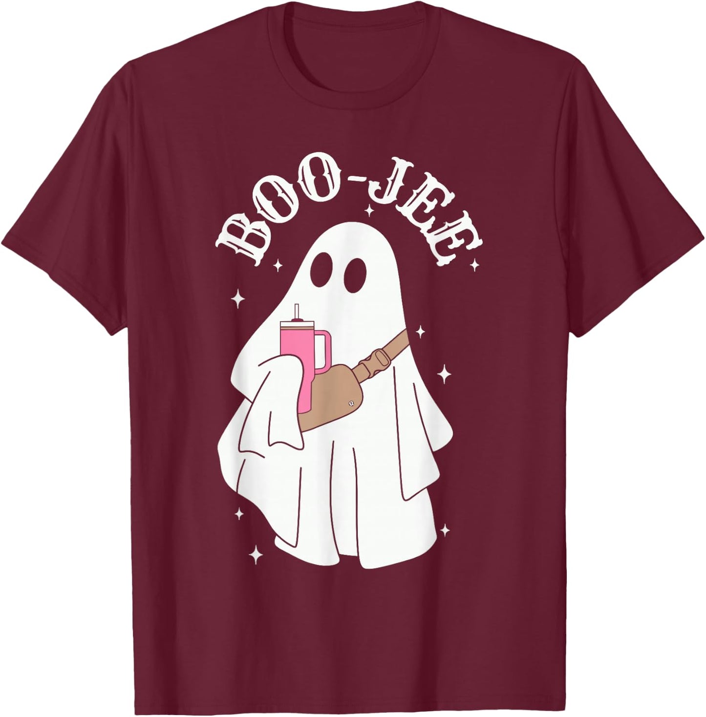 Boujee Boo-jee Cute Ghost Spooky Season Halloween Costume T-Shirt - T-Shirt | Maroon