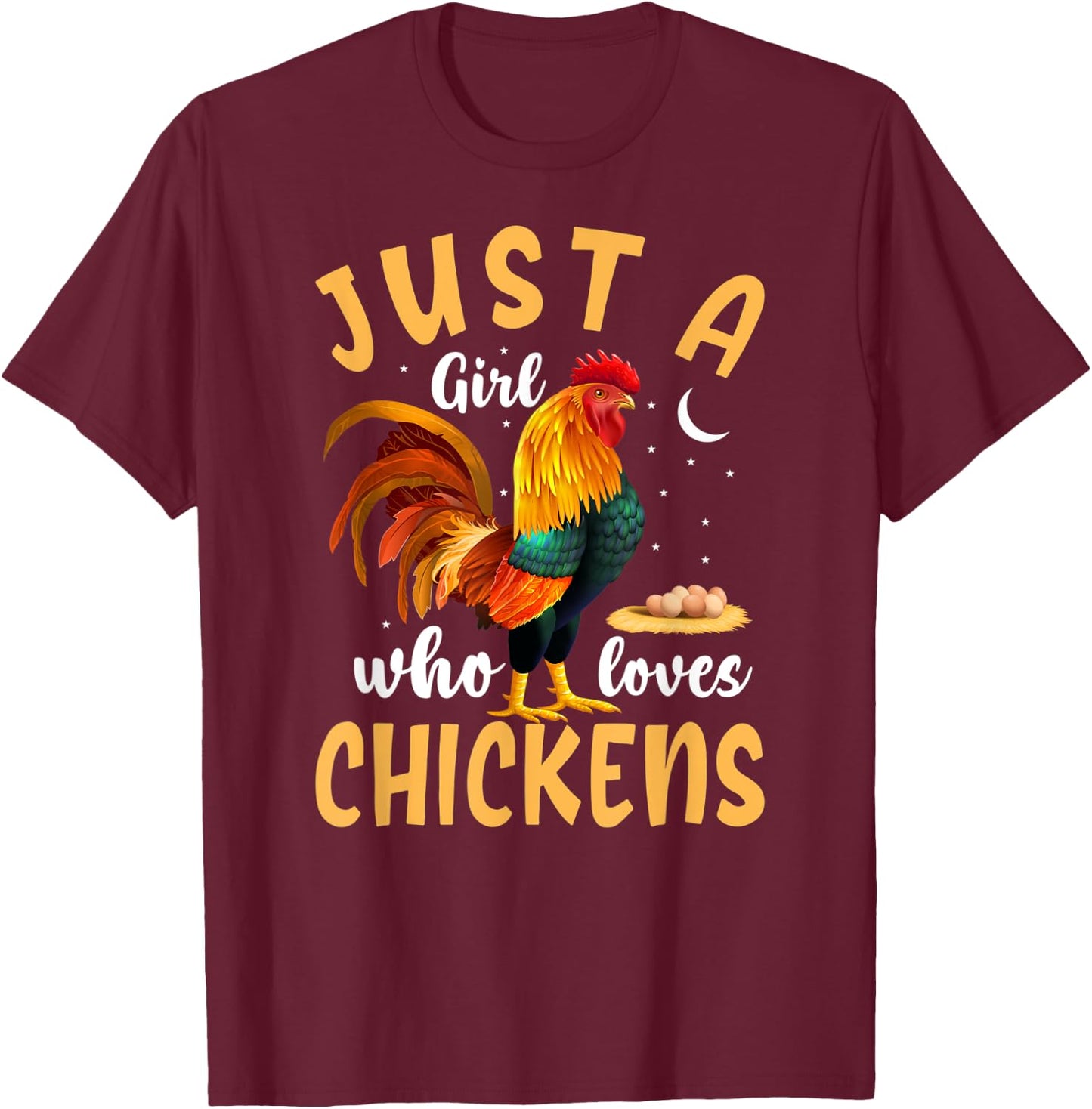 Just a Girl Who Loves Chickens, Cute Chicken Farm T-Shirt - T-Shirt | Maroon