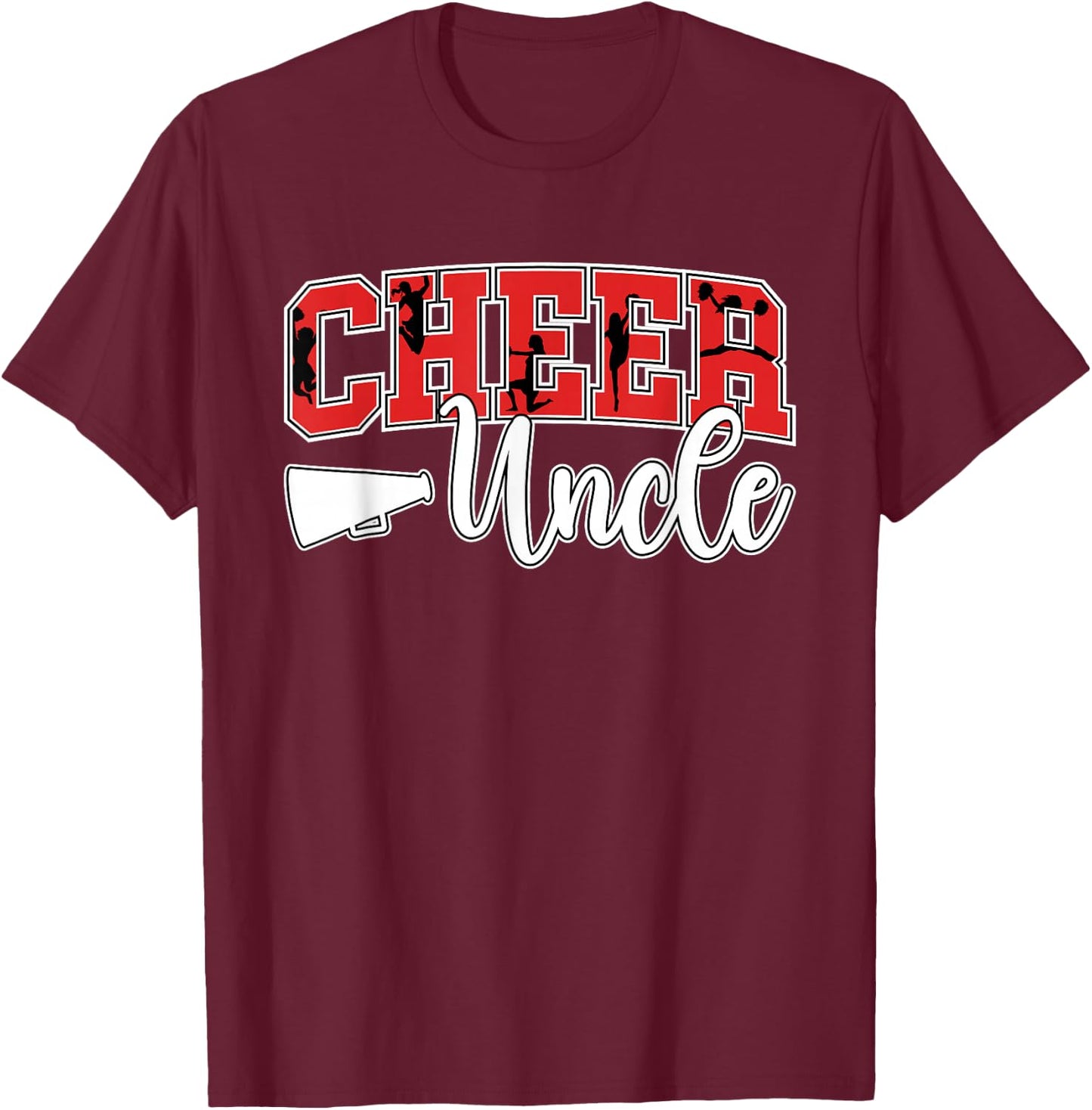 Proud Cheer Uncle On Father's Day Men's Cheerleader Uncle Black Small T-Shirt - T-Shirt | Maroon