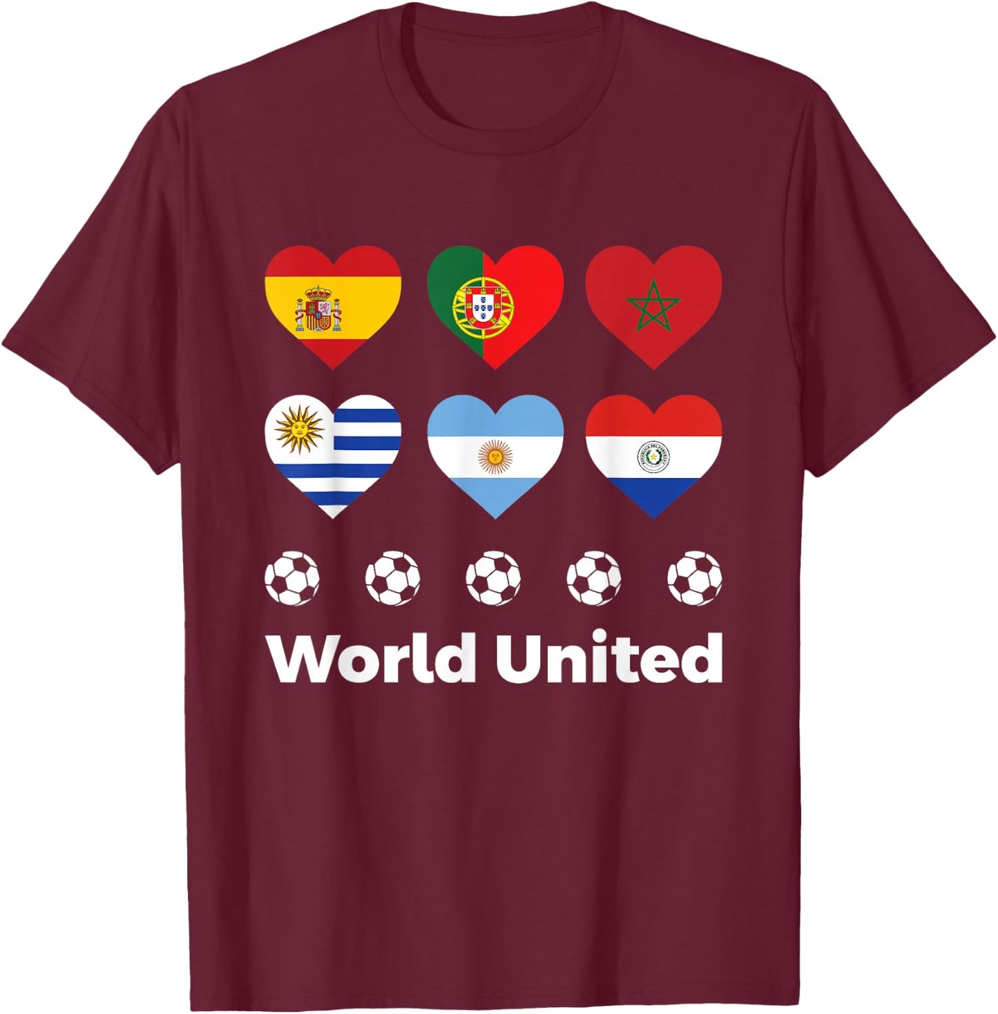 Soccer Football Tournament World United 2030 Love Sports T-Shirt - T-Shirt | Maroon