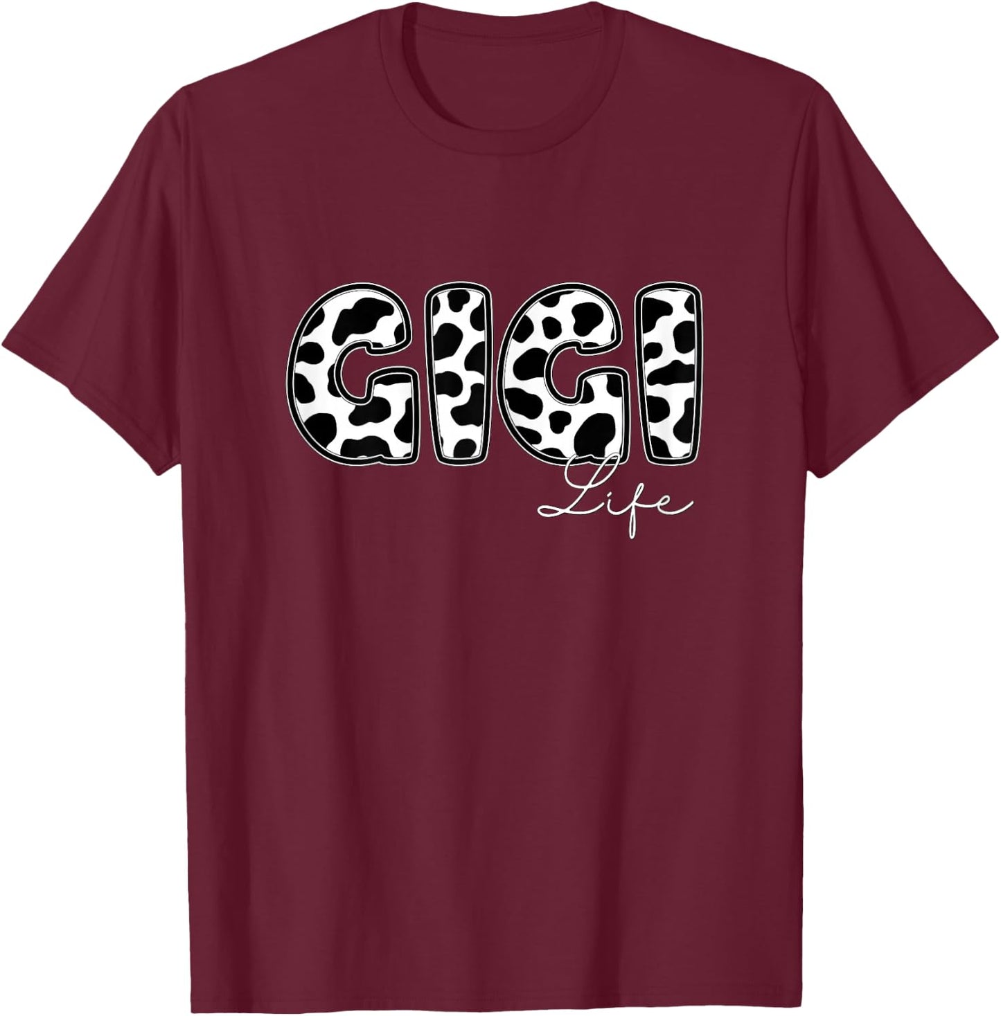 Gigi life Cow Print Family Matching T-Shirt - T-Shirt | Maroon