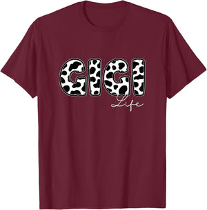 Gigi life Cow Print Family Matching T-Shirt - T-Shirt | Maroon