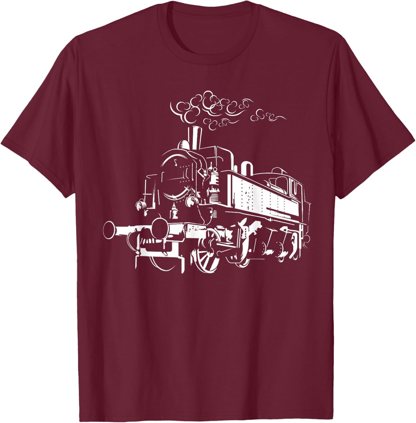 alte Retro Eisenbahn Lokomotive sächsische Bahn Dampflok T-Shirt - T-Shirt | Maroon
