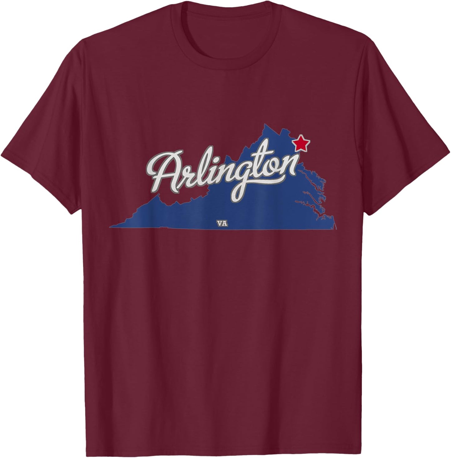 Arlington Virginia VA Map T-Shirt - T-Shirt | Maroon