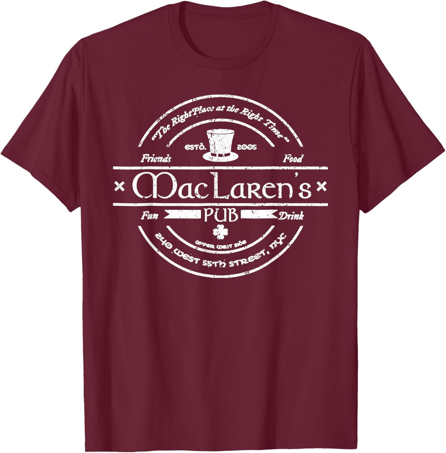 Vintage McClaren's Pub from How I Met Your Mother T-Shirt - T-Shirt | Maroon