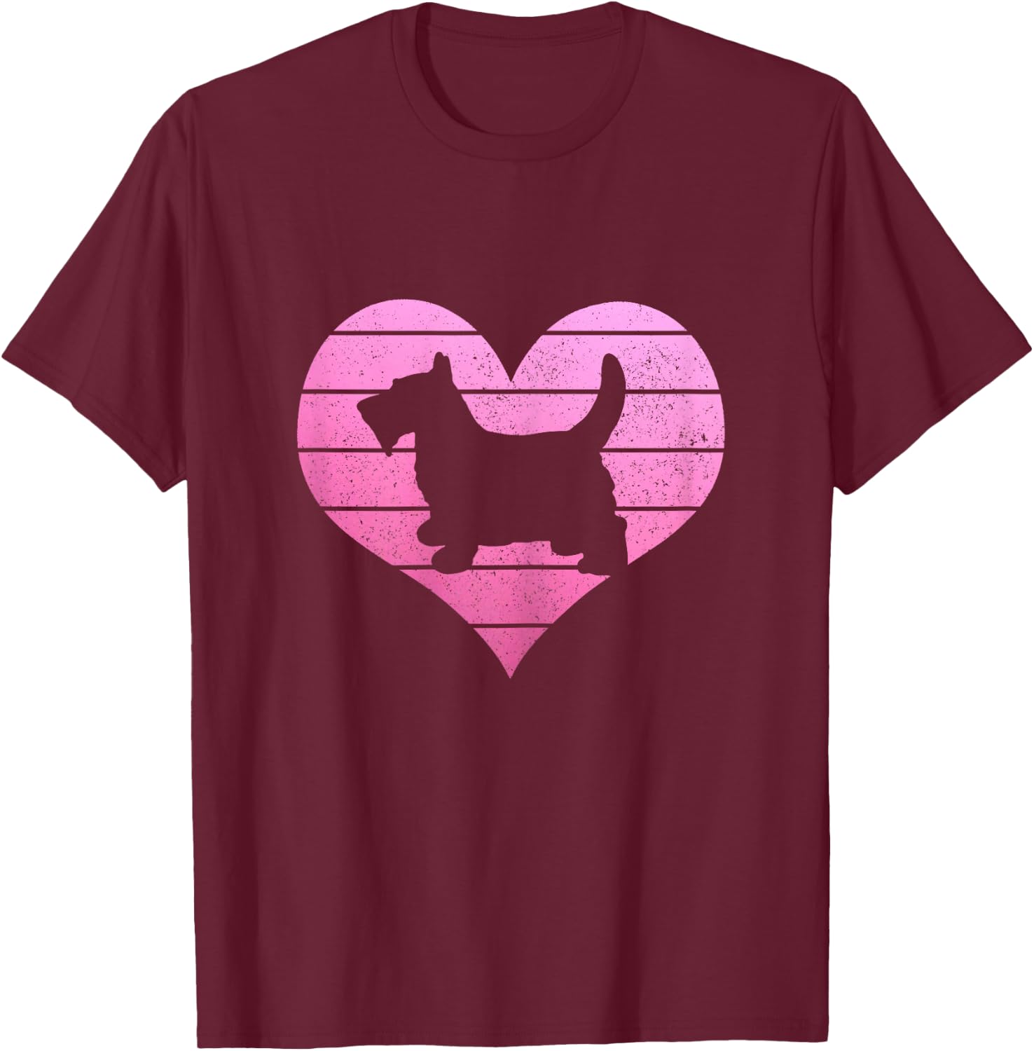 Scottish Terrier Heart Scottie Mom Dad Funny Cute Dog Lover T-Shirt - T-Shirt | Maroon