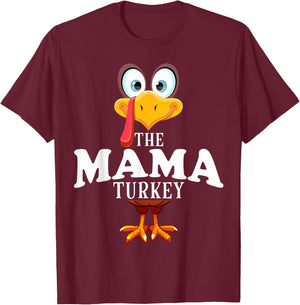 Thanksgiving The Mama Turkey Pajama T-Shirt - T-Shirt | Maroon