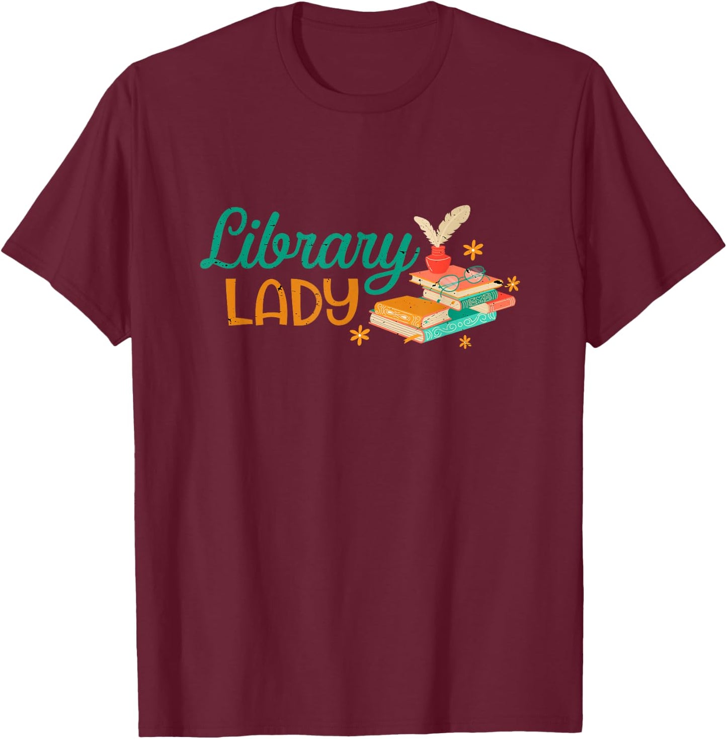 Library Carin Library Reader Book Worm T-Shirt - T-Shirt | Maroon