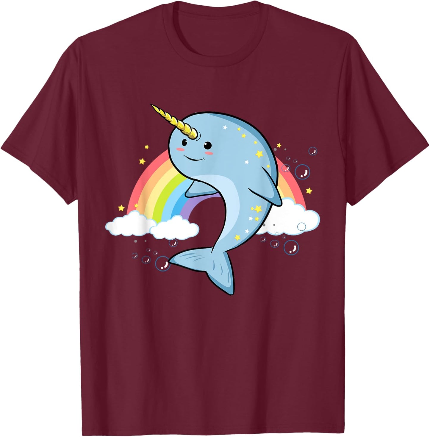 Funny Narwhal Unicorn of the Sea Lover Horn Rainbow Kawaii T-Shirt - T-Shirt | Maroon