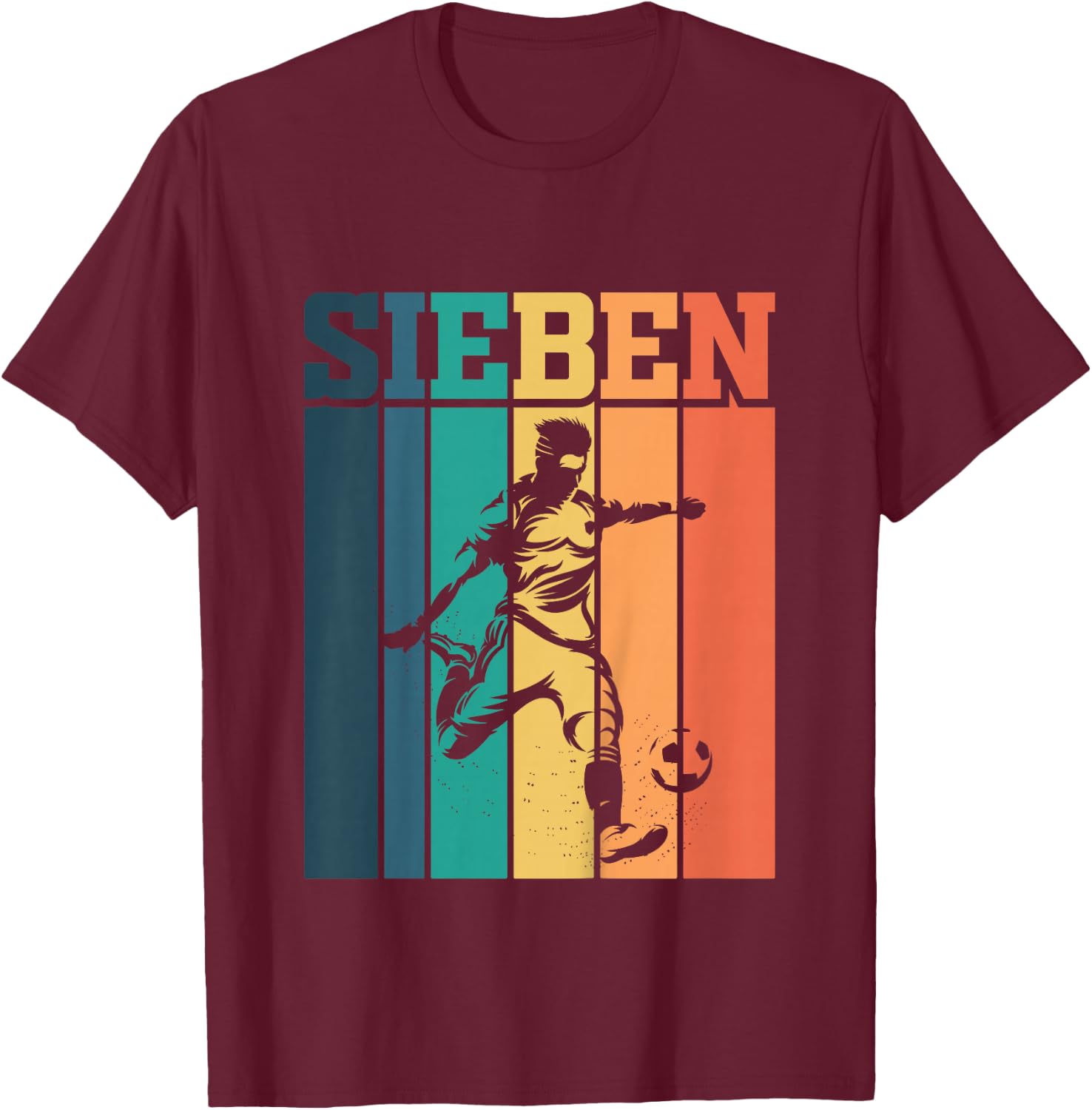 Children's Birthday 7 Years 7th Birthday Football , black T-Shirt - T-Shirt | Maroon