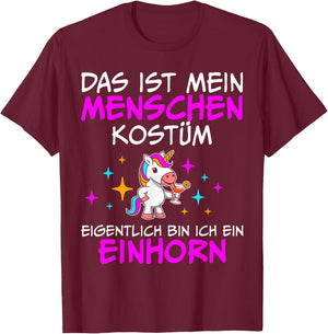 Das ist mein Menschenkostüm Eigentlich bin ich ein Einhorn , black, S T-Shirt - T-Shirt | Maroon
