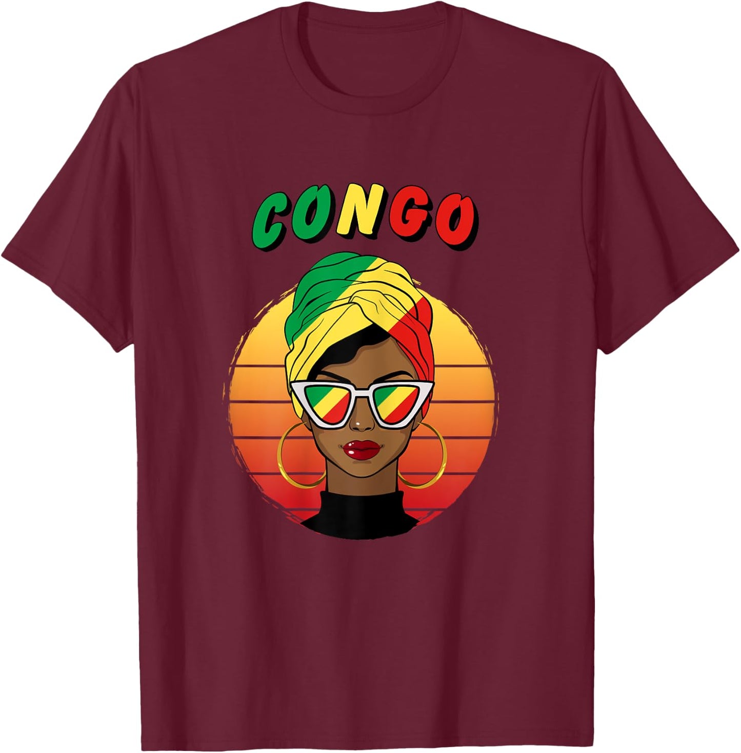 Congo, flag of Congo, girl and woman of Congo T-Shirt - T-Shirt | Maroon