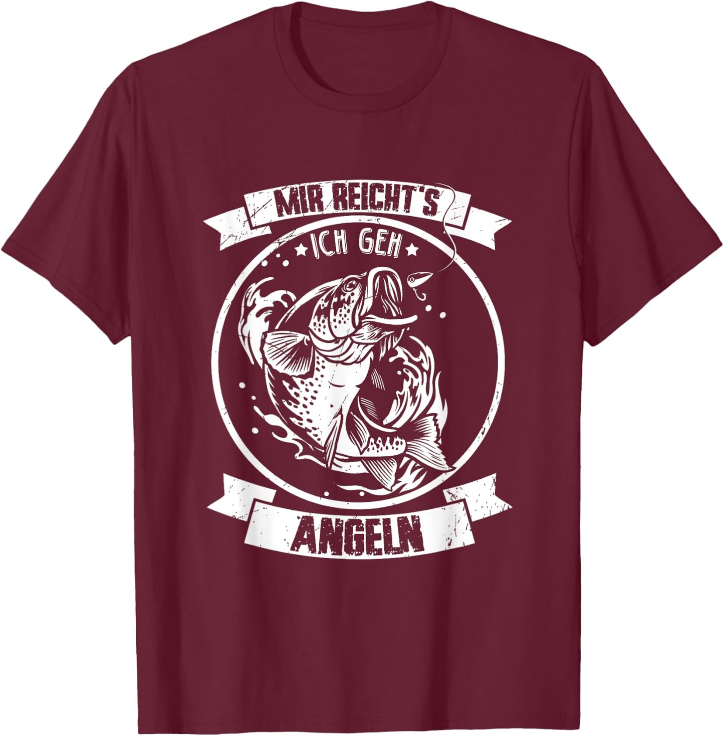 Mir reichts ich geh Angeln Fischen Fischer Angler - Mir reichts ich geh Angeln Shirts & co. - Herren - Schwarz - S - Kurzarm - Klassische Passform - 100% Polyester - Fishing T-Shirt - T-Shirt | Maroon