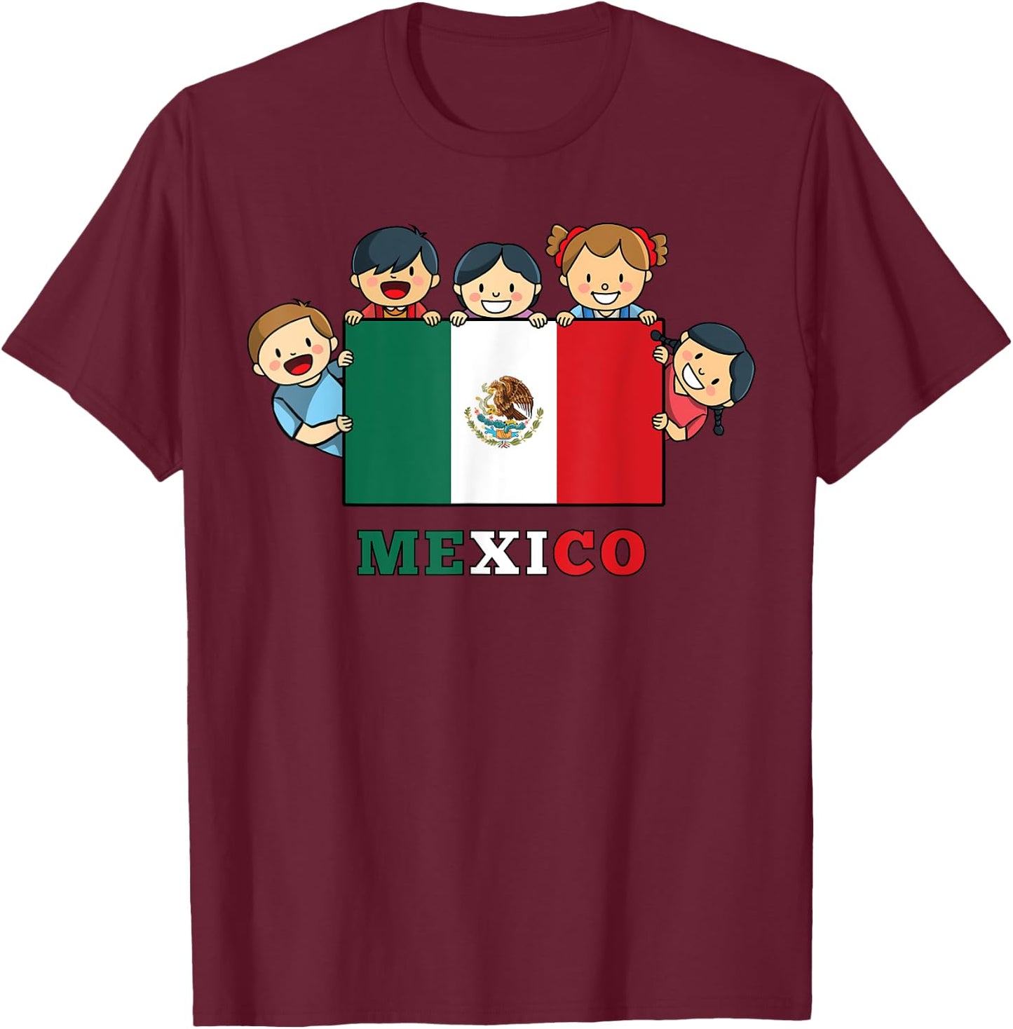 Kids Mexico Flag Hispanic Heritage Month Mexican T-Shirt - T-Shirt | Maroon