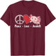 Axolotl Cute Animals Kawaii Peace Love Axolotl T-Shirt - T-Shirt | Maroon