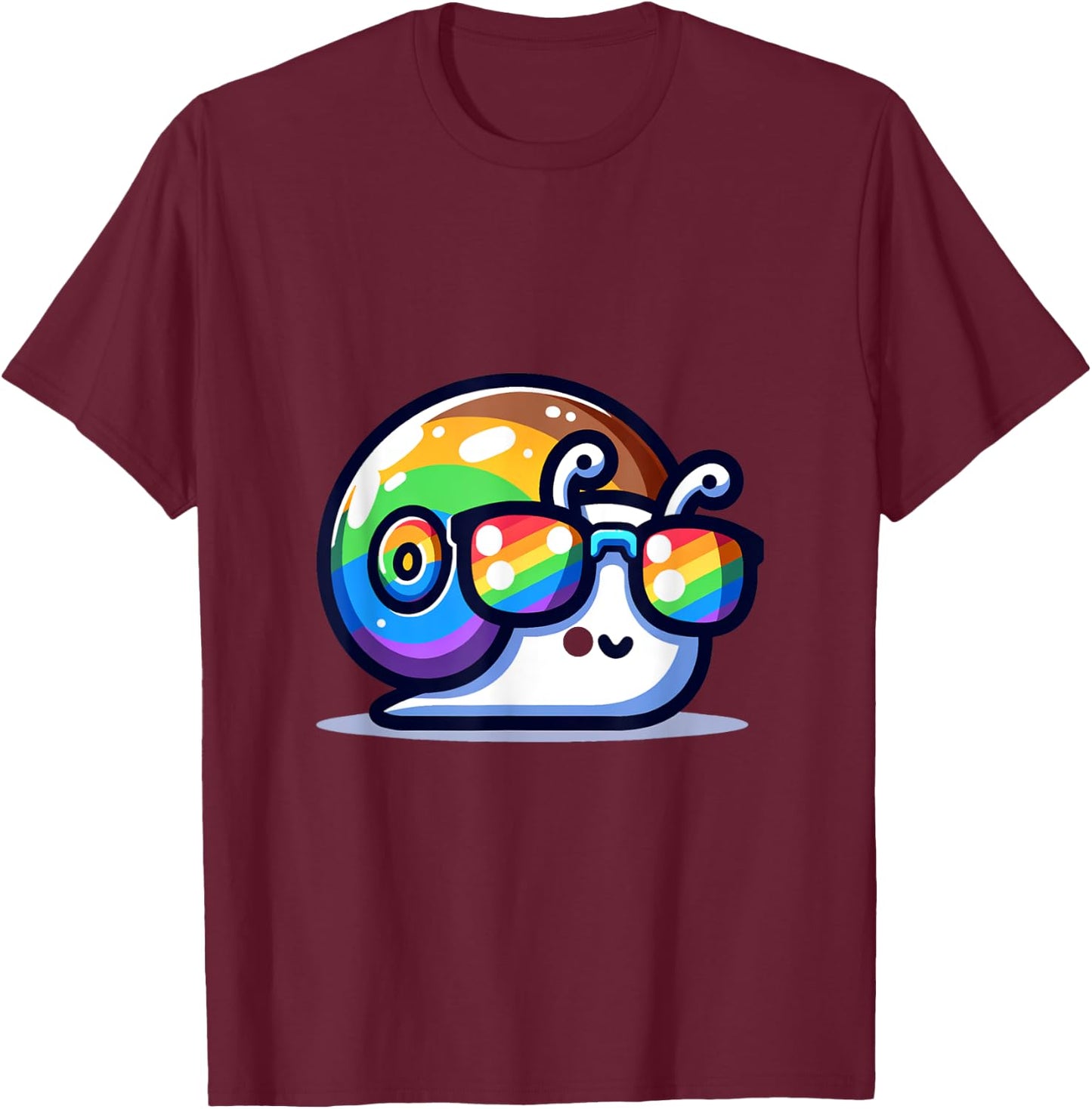 Awesome Rainbow Sunglasses Cute Snail T-Shirt - T-Shirt | Maroon