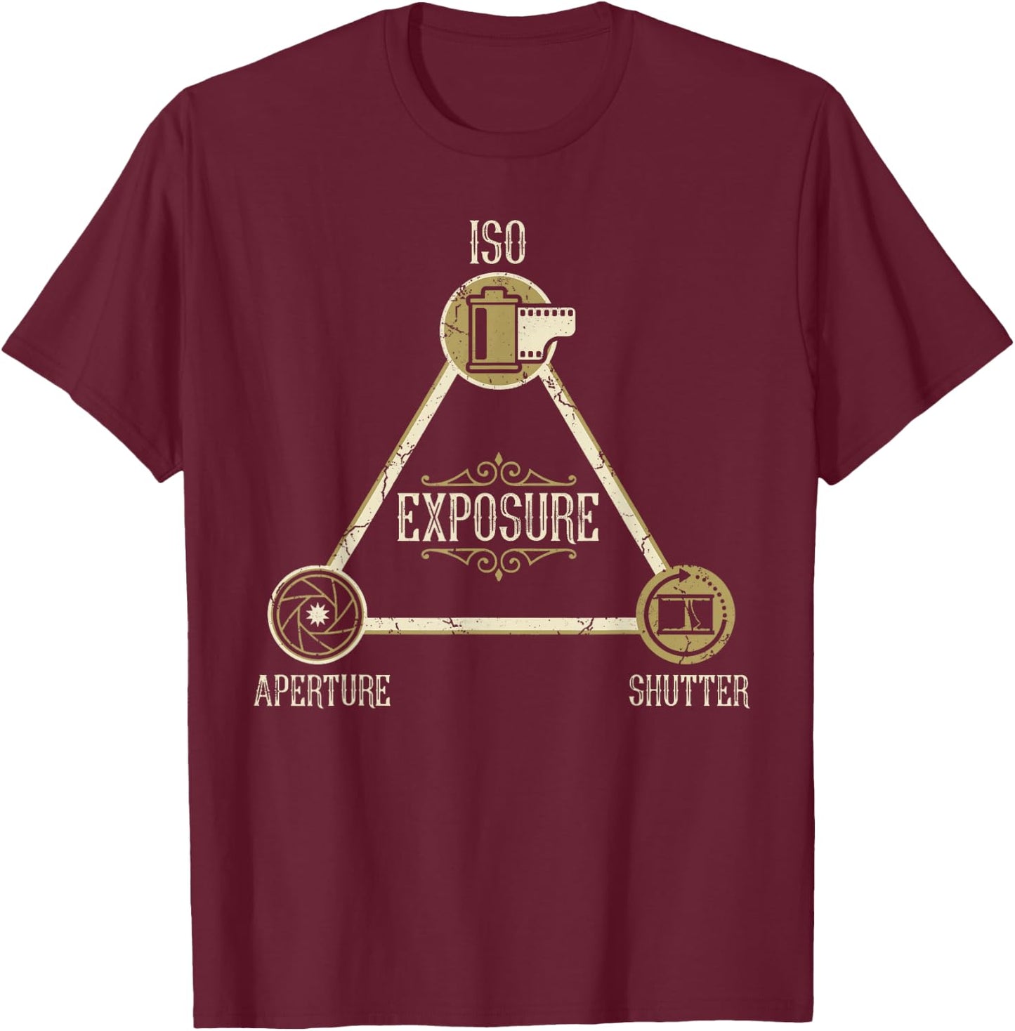 Exposure Triangle Humor ISO Exposure Aperture Shutter T-Shirt - T-Shirt | Maroon