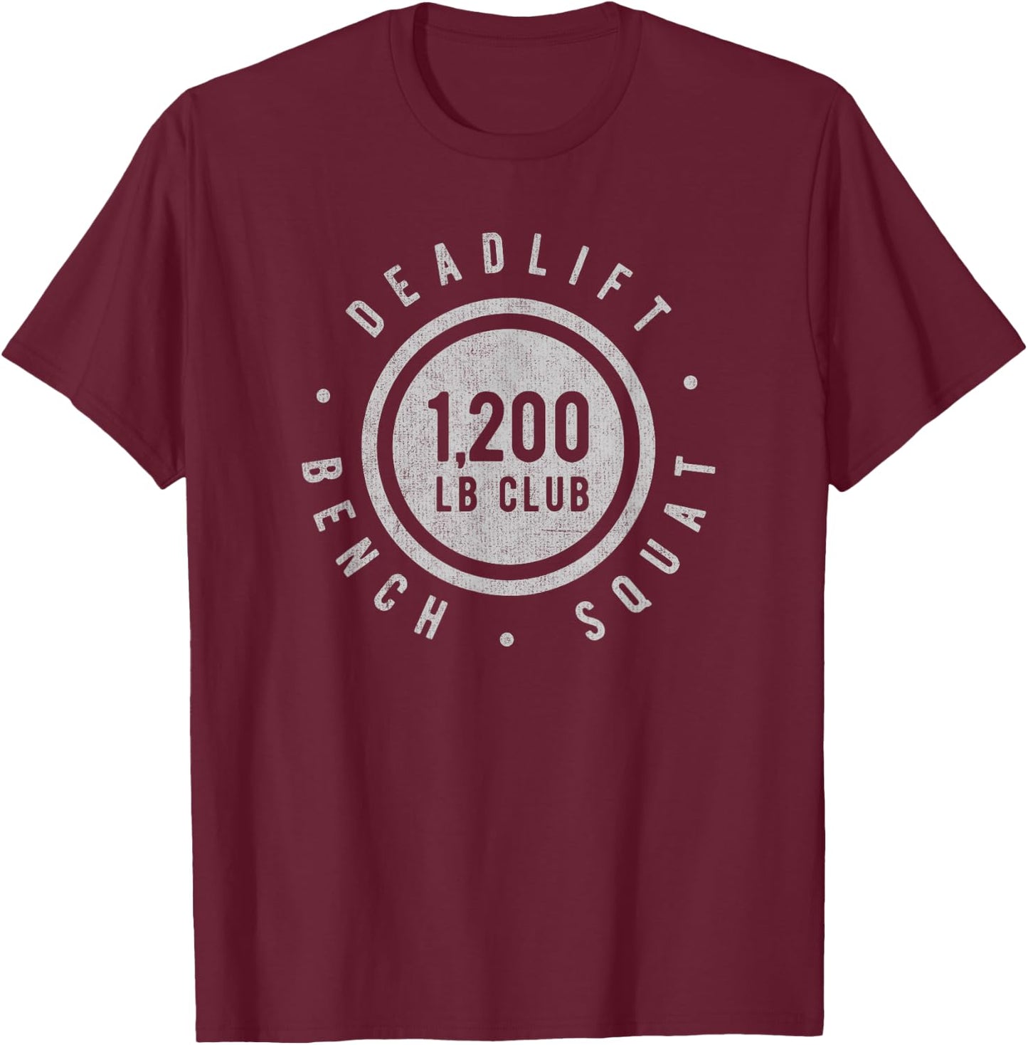 Elite 1.200 lb Club Powerlifting Barbell Strong Novelty T-Shirt - T-Shirt | Maroon