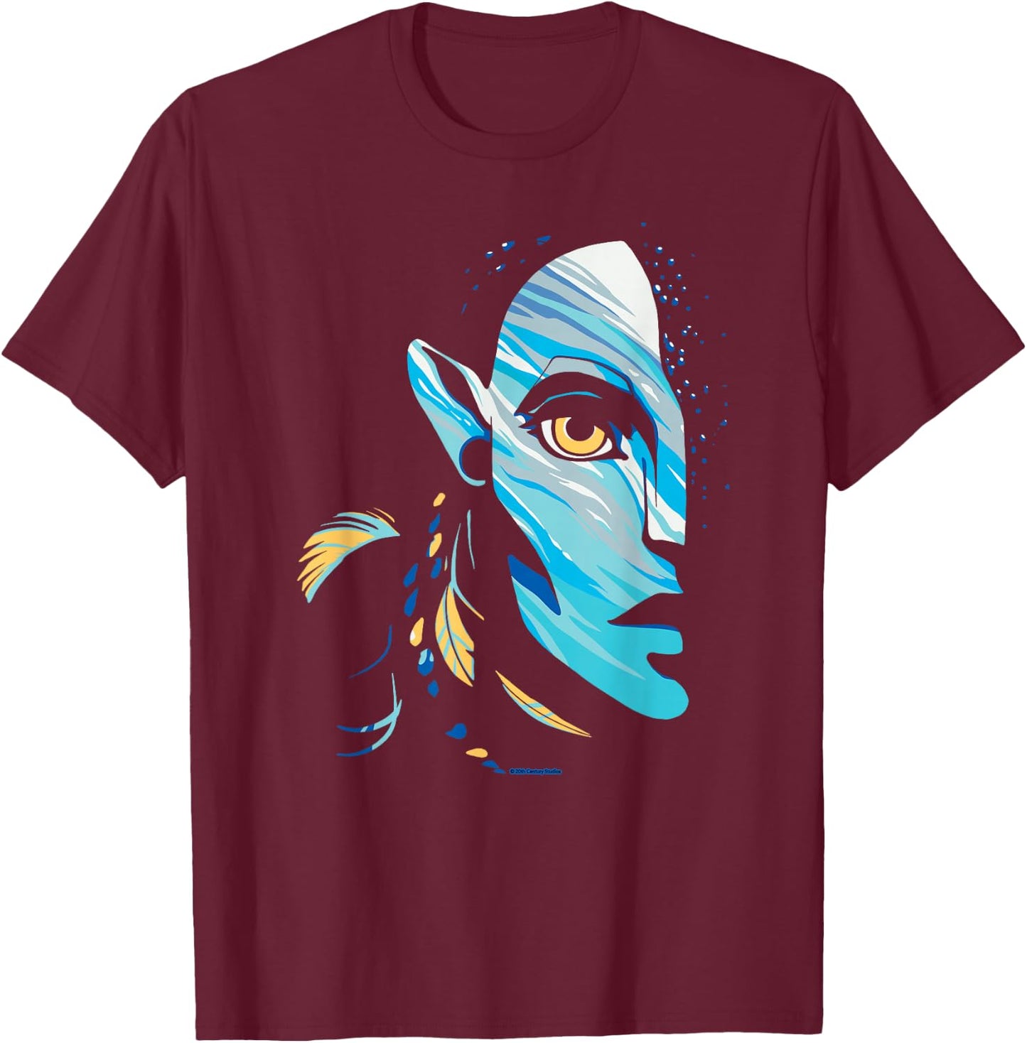 Avatar: The Way of Water Neytiri Na'vi Ocean Half Face , black T-Shirt - T-Shirt | Maroon