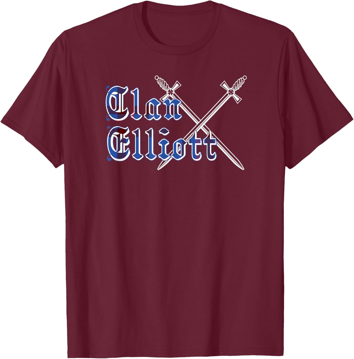 Clan Elliott surname last name Scottish Tartan T-Shirt - T-Shirt | Maroon