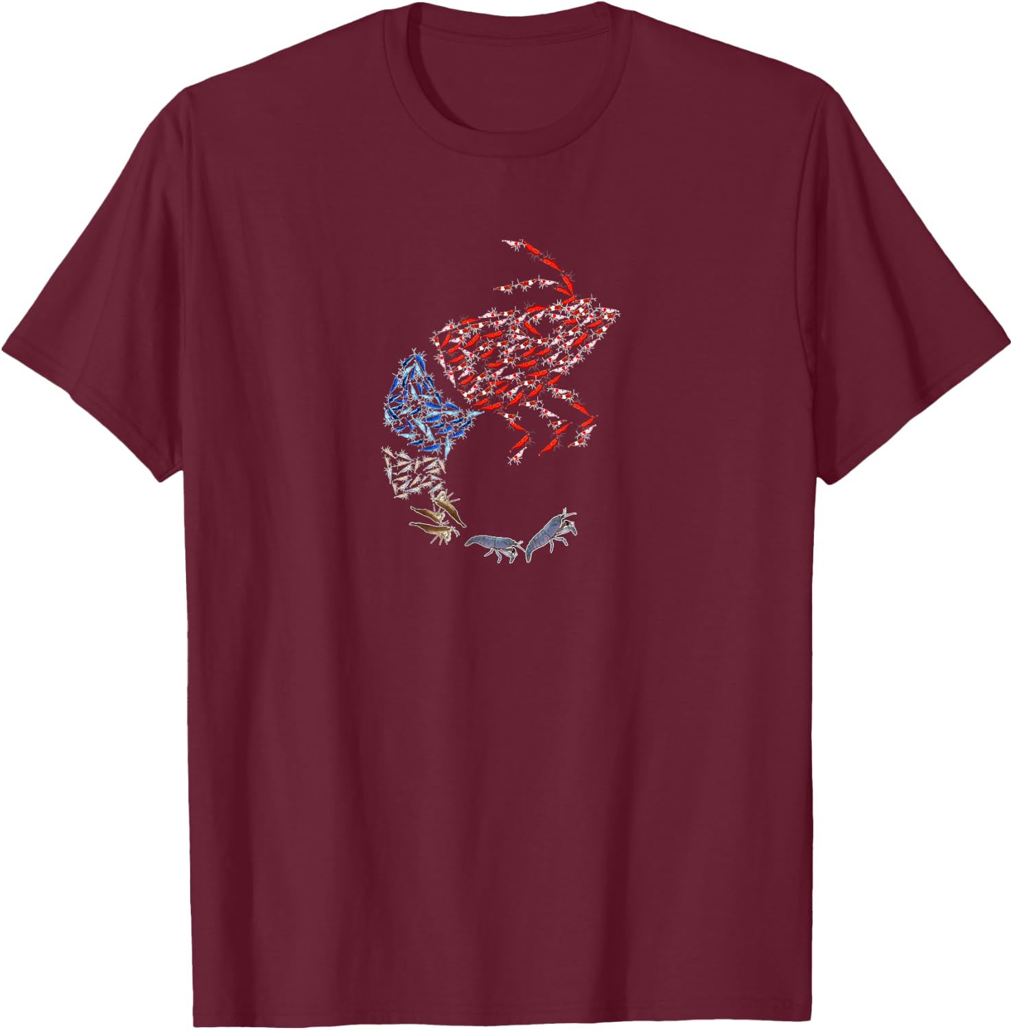 Shrimp Swarm Design for proud Shrimp Fans T-Shirt - T-Shirt | Maroon