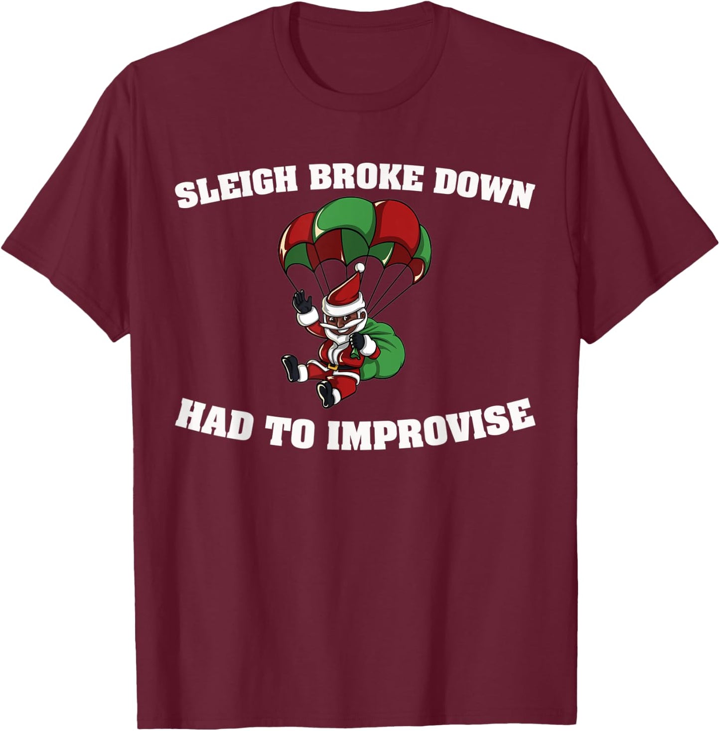 Funny African American Santa Ugly Christmas T-Shirt - T-Shirt | Maroon