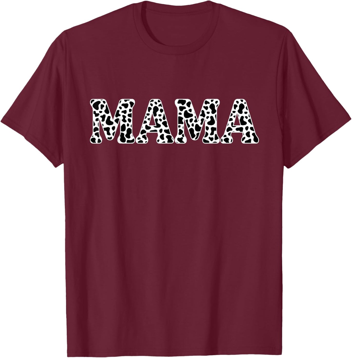 Mama Cow Print Birthday Family Matching Mothers Day Boy Girl T-Shirt - T-Shirt | Maroon