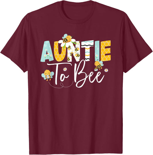 Auntie to Bee Birthday Party Family Matching T-Shirt - T-Shirt | Maroon