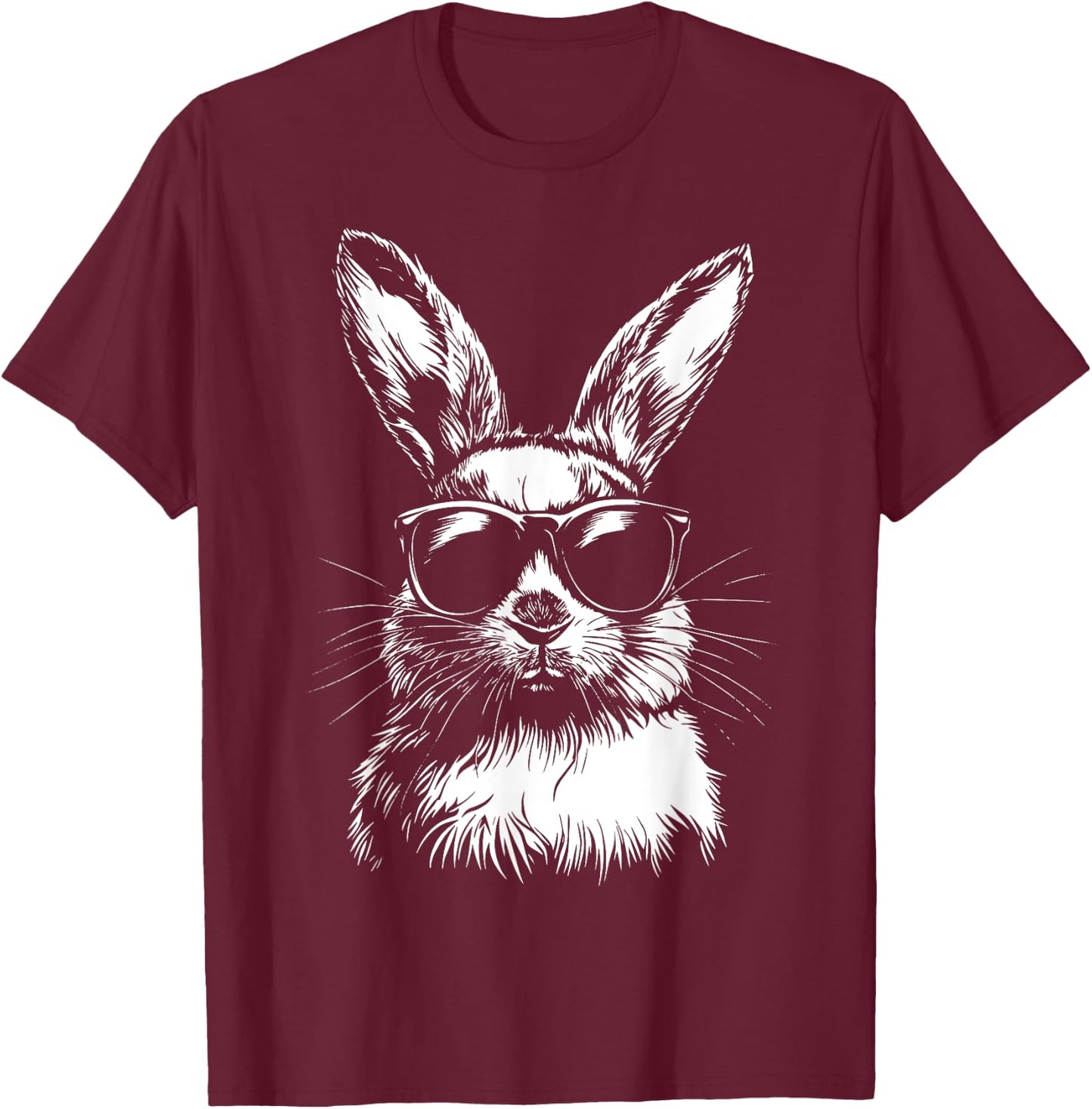 Rabbit Easter Bunny Sunglasses T-Shirt - T-Shirt | Maroon