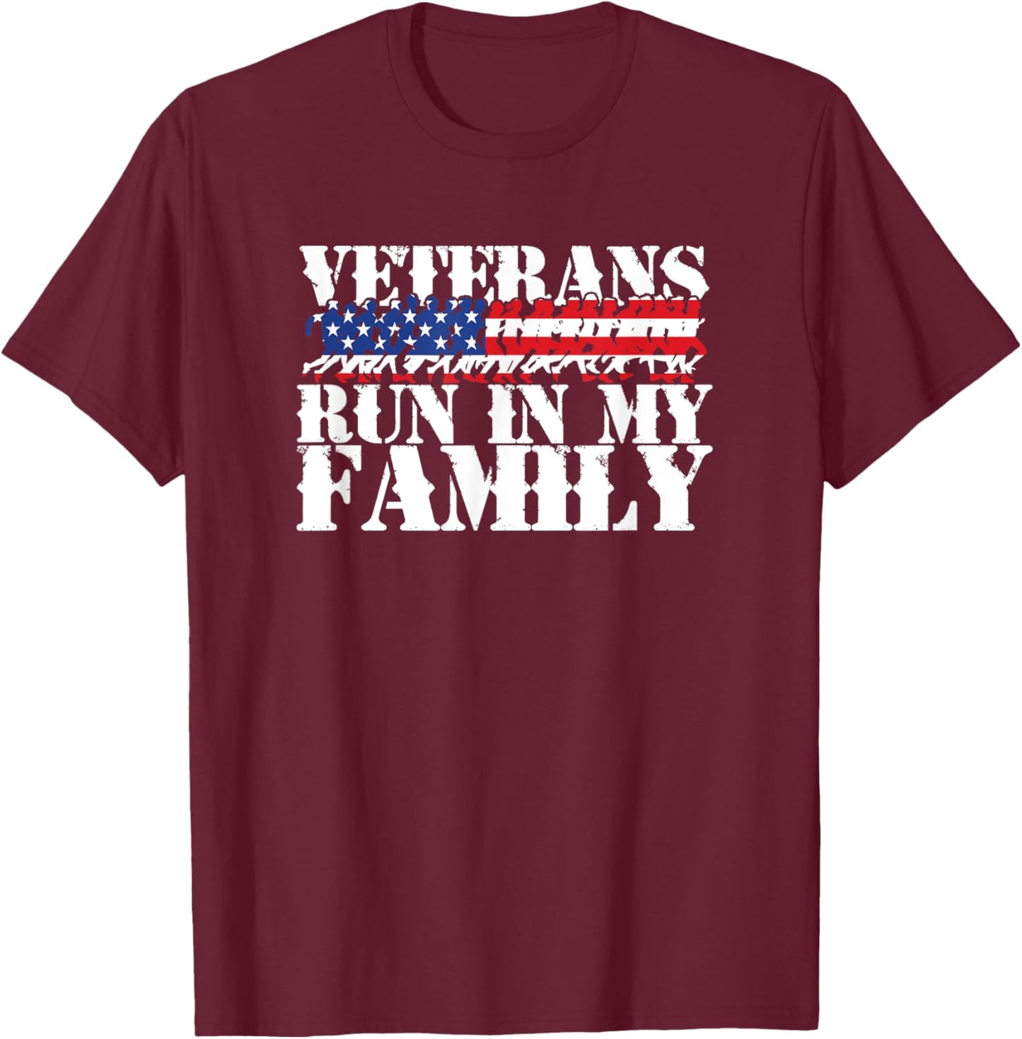Military Runner Running Gift T Shirt - Veteran Pride Quote T-Shirt - T-Shirt | Maroon