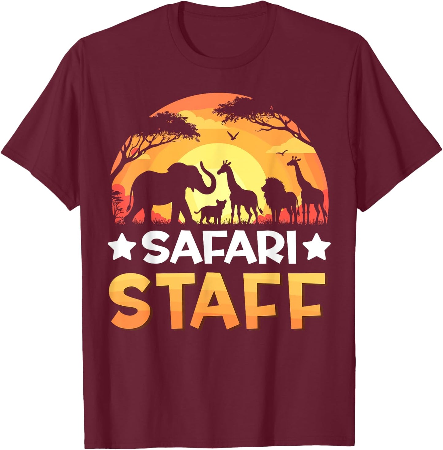 Safari Staff Safari Animals Sunset Wildlife Matching Zoo T-Shirt - T-Shirt | Maroon
