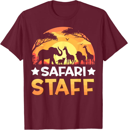 Safari Staff Safari Animals Sunset Wildlife Matching Zoo T-Shirt - T-Shirt | Maroon