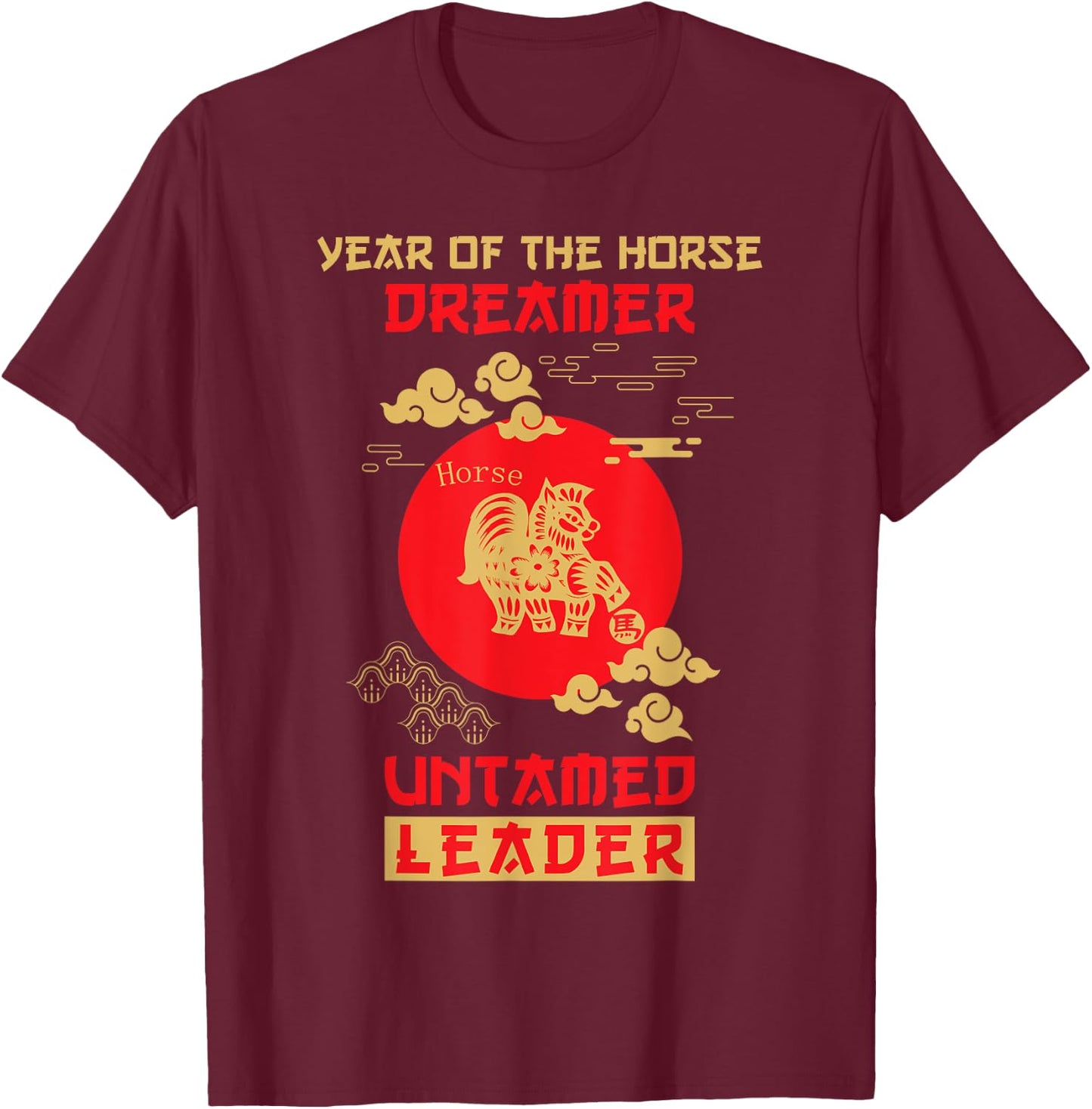 Horse Chinese Zodiac Design | Year of the Horse T-Shirt - T-Shirt | Maroon