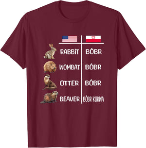 Funny Polish vs. English - Bóbr Kurwa Bober Kurwa T-Shirt - T-Shirt | Maroon