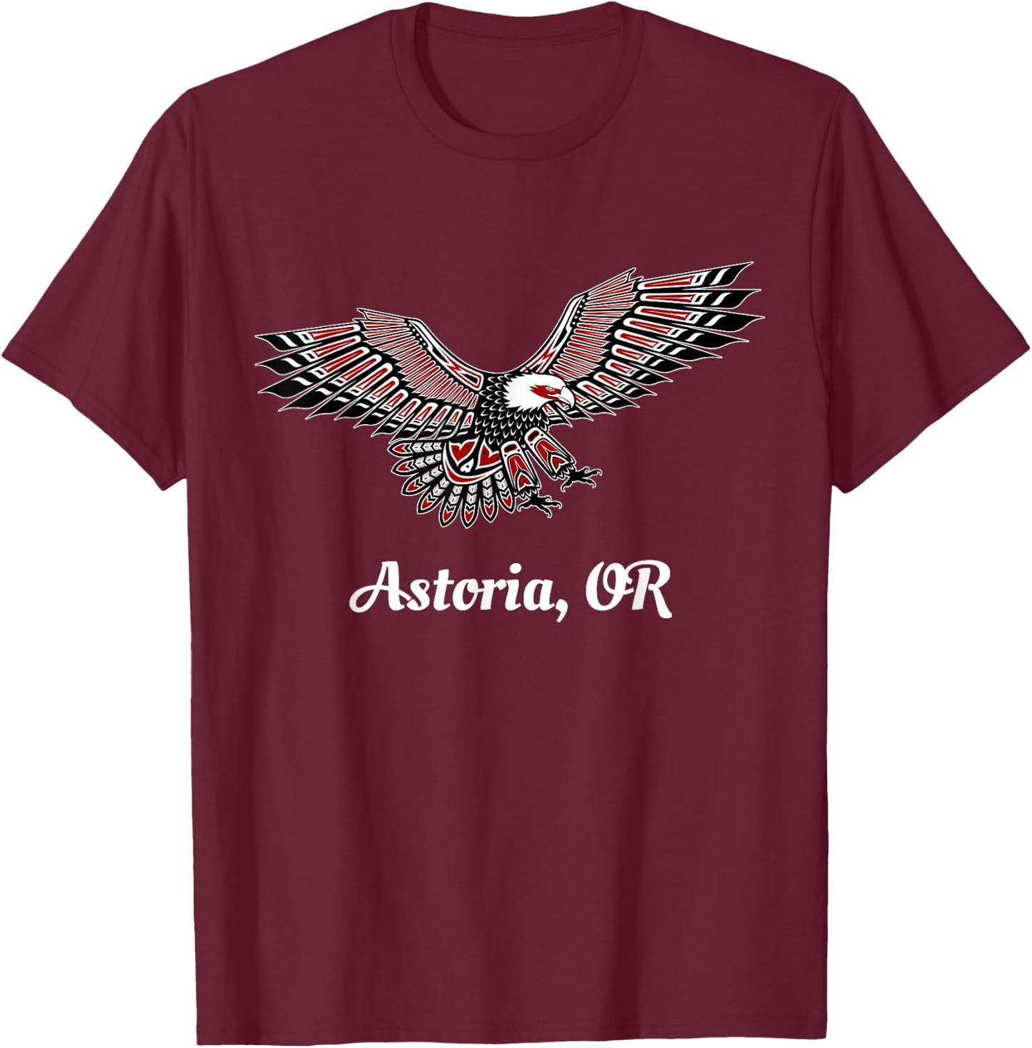 Astoria, OR Eagle PNW Native American Totem T-Shirt - T-Shirt | Maroon