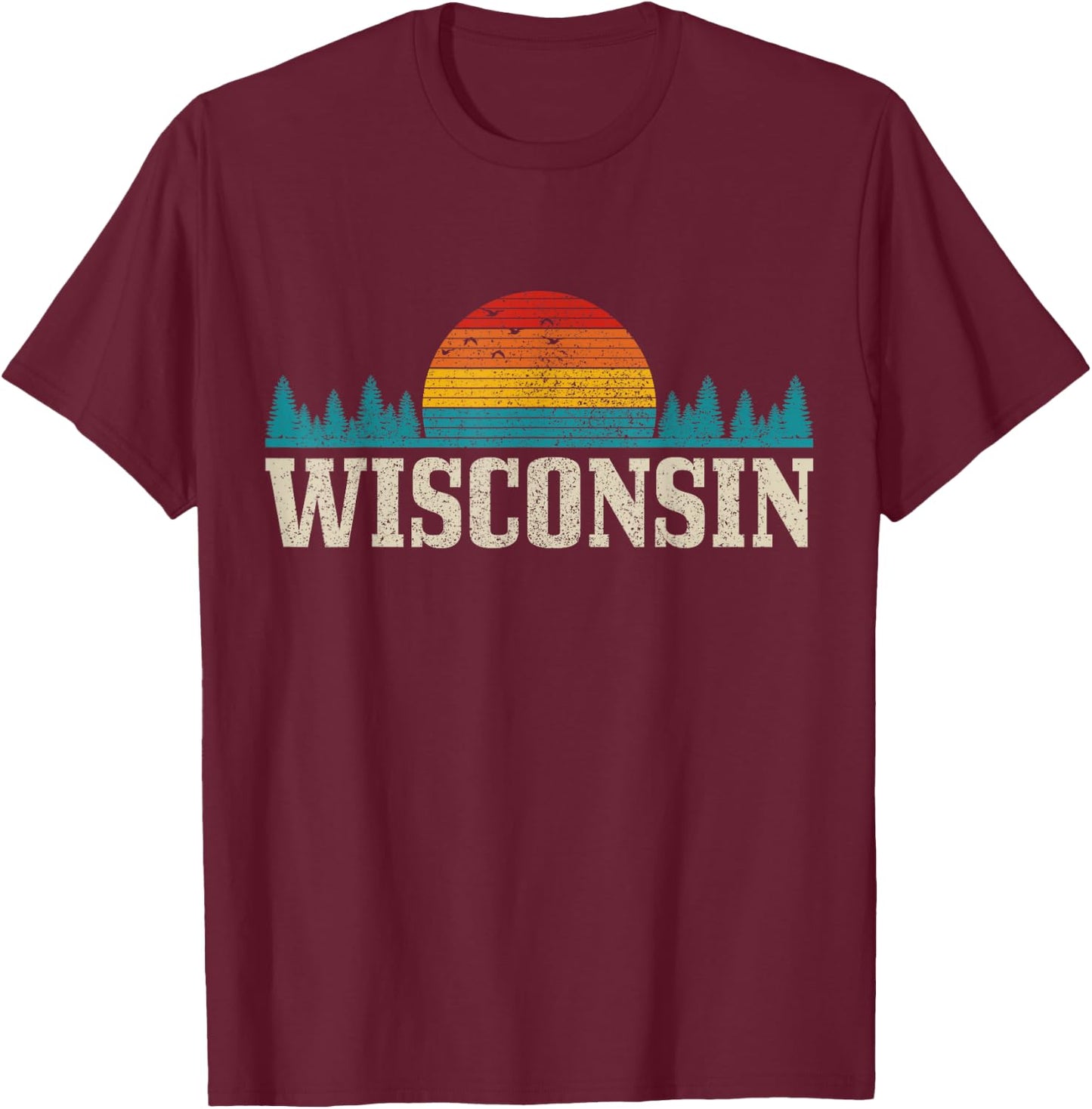 Wisconsin Vintage USA America Souvenir T-Shirt - T-Shirt | Maroon