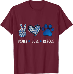 Peace Love dog cat rescue pets gifts women vet tech T-Shirt - T-Shirt | Maroon