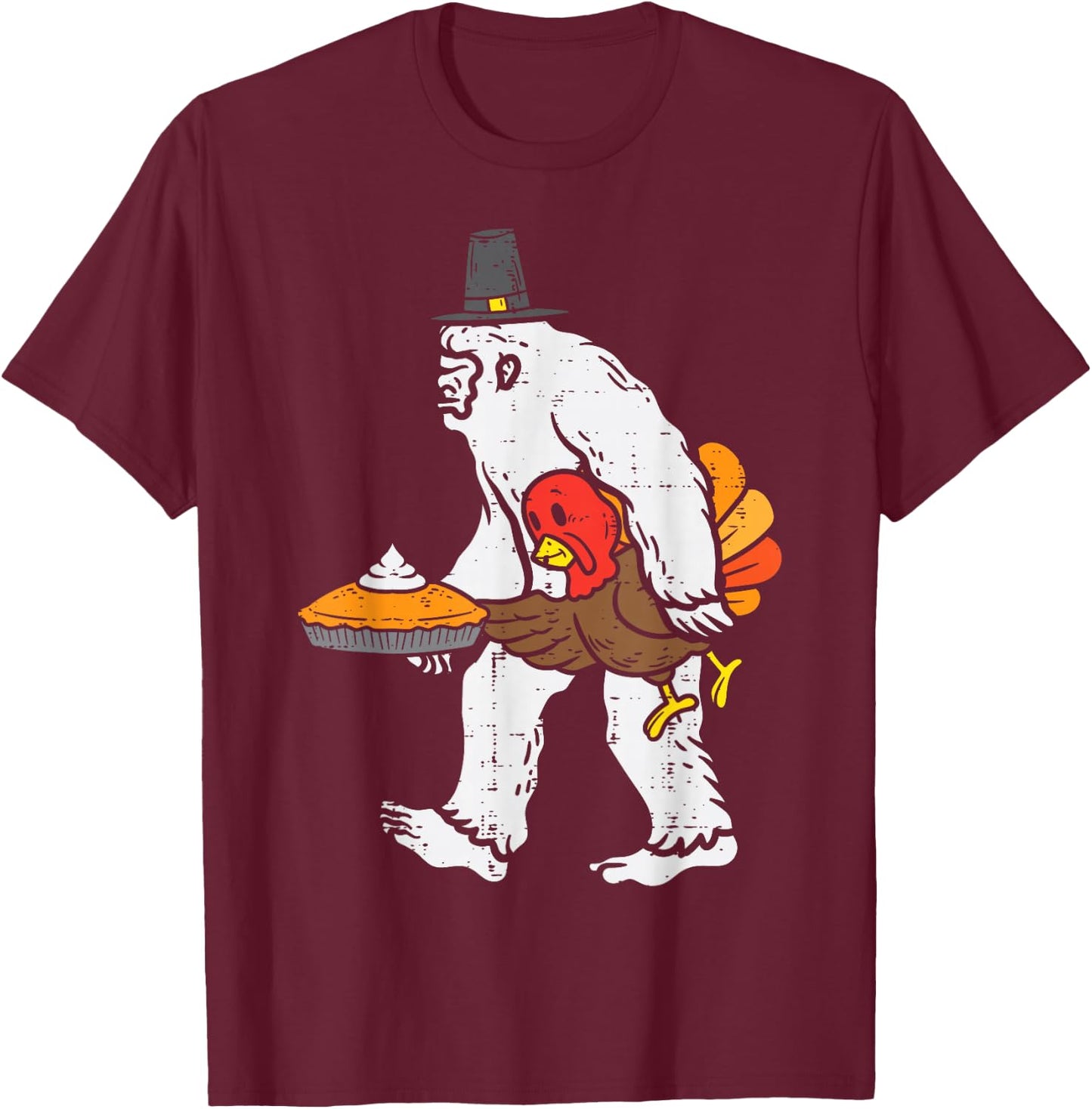 Thanksgiving Bigfoot Sasquatch Turkey Day Men Women Kids T-Shirt - T-Shirt | Maroon