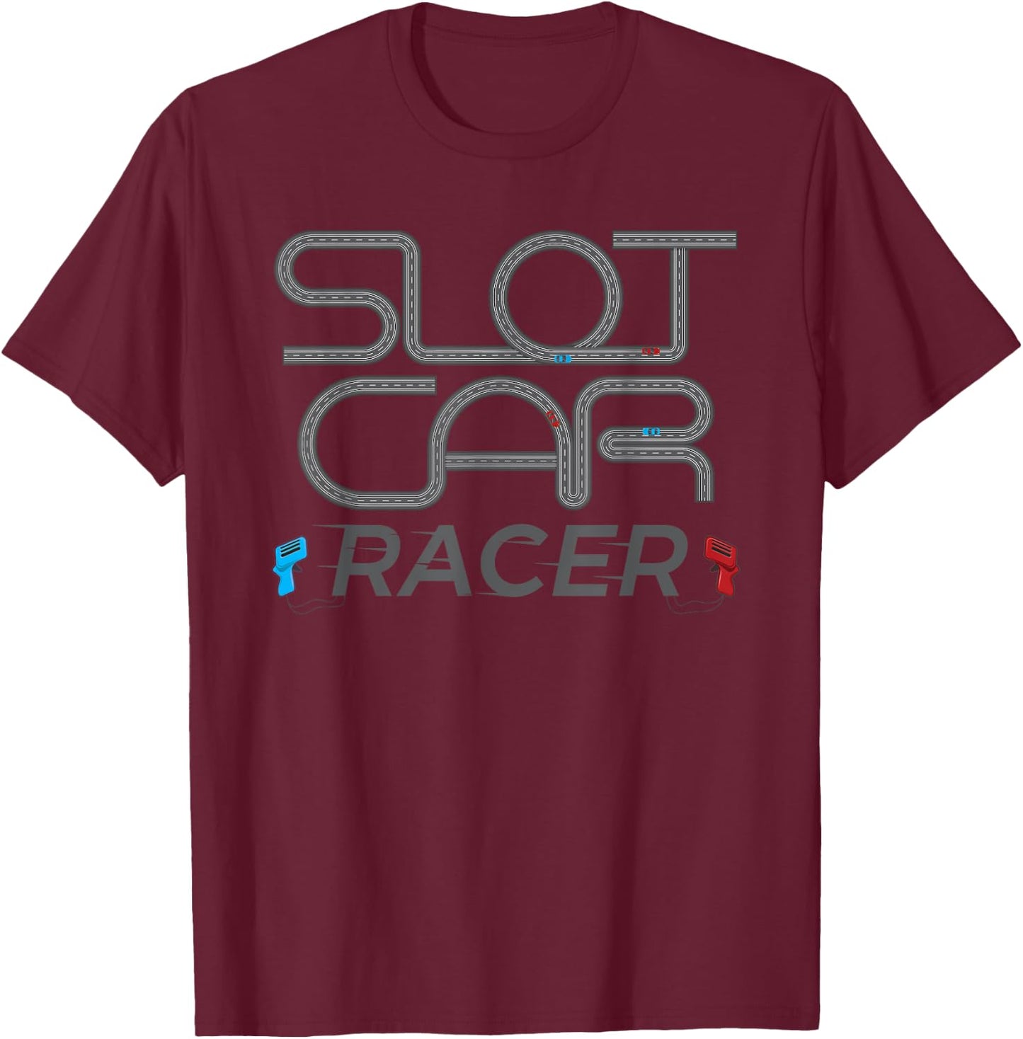 Cool Retro Slot Car Racer 4 Slot Cars Race Around Track T-Shirt - T-Shirt | Maroon