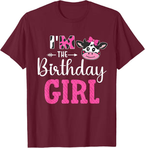 I'm the Birthday Girl Farm Cow 1st Birthday Girl cow T-Shirt - T-Shirt | Maroon