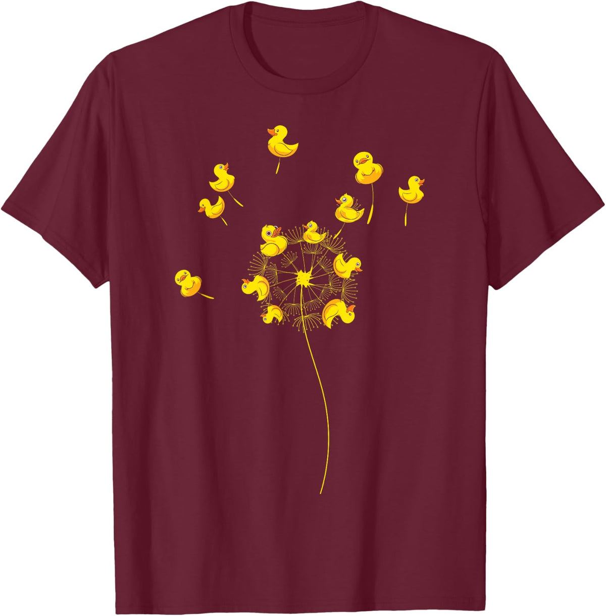 Rubber Duck Bath Toy Dandelion Bath Duck Squeaky Duck , black, s T-Shirt - T-Shirt | Maroon