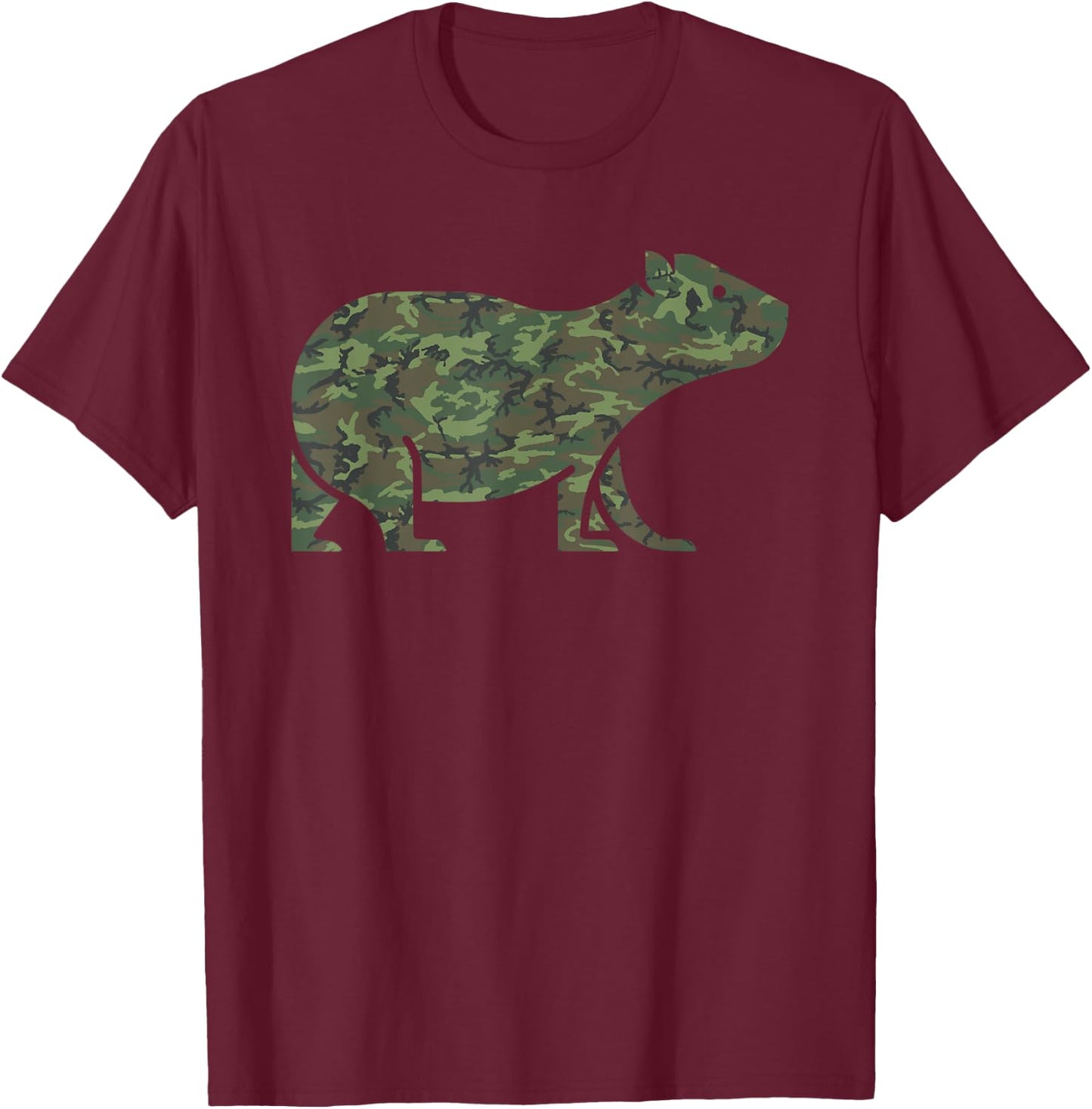 Military Capybara Camo Print US Mammal Veteran Men Gift T-Shirt - T-Shirt | Maroon